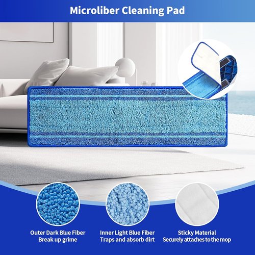Bona Microfiber Mop Pads - 15-Pack Washable Reusable Refills for Hardwood, Tile & Multi-Surface Floors | Pet Hair & Stain Remover