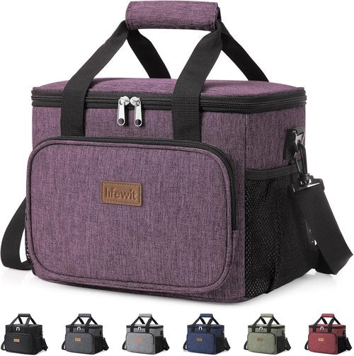 Lifewit Insulated Lunch Bag - Large 24-Can Soft Cooler Tote for Adults | Purple (15L)