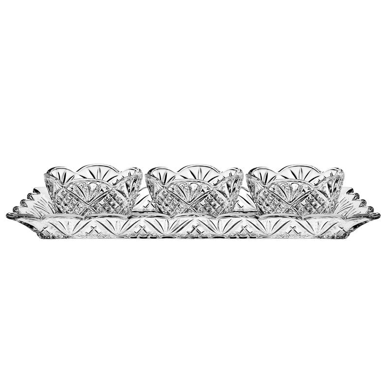 Godinger Dublin Relish Server Tray Set with Tray & Relish Bowls, 4 Piece Set