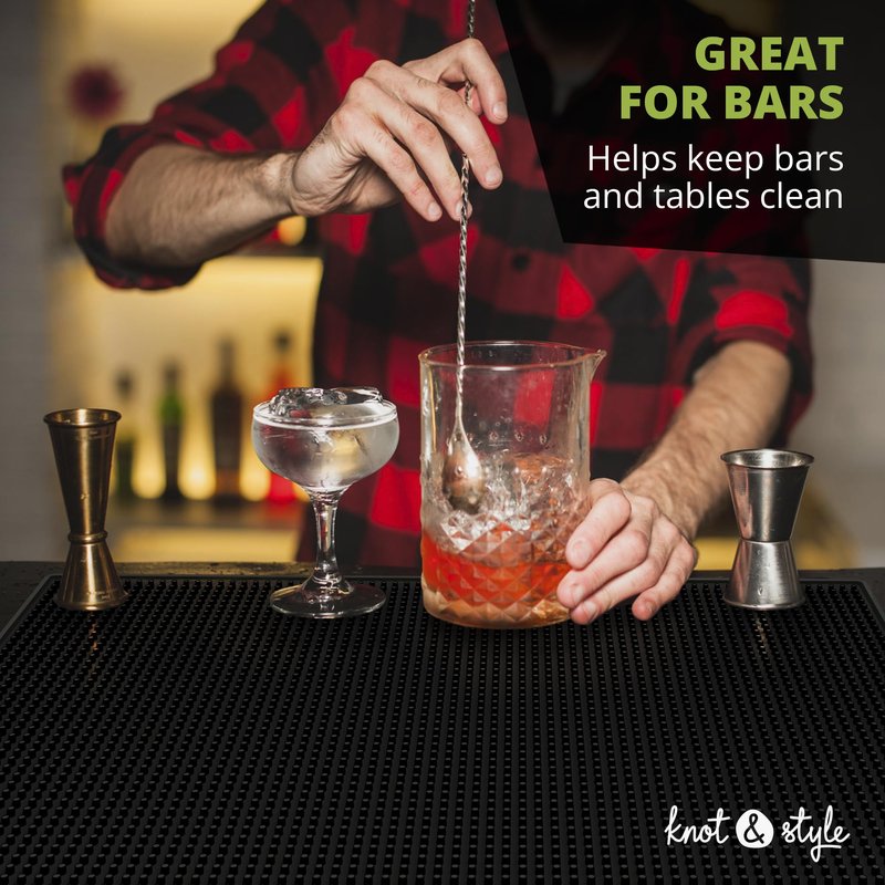 Bar Mats for Countertop Heavy Duty 2 Pack – 18"x12" Non-Slip Rubber Bartender & Spill Mat for Home Bar, Bartending & Coffee Stations