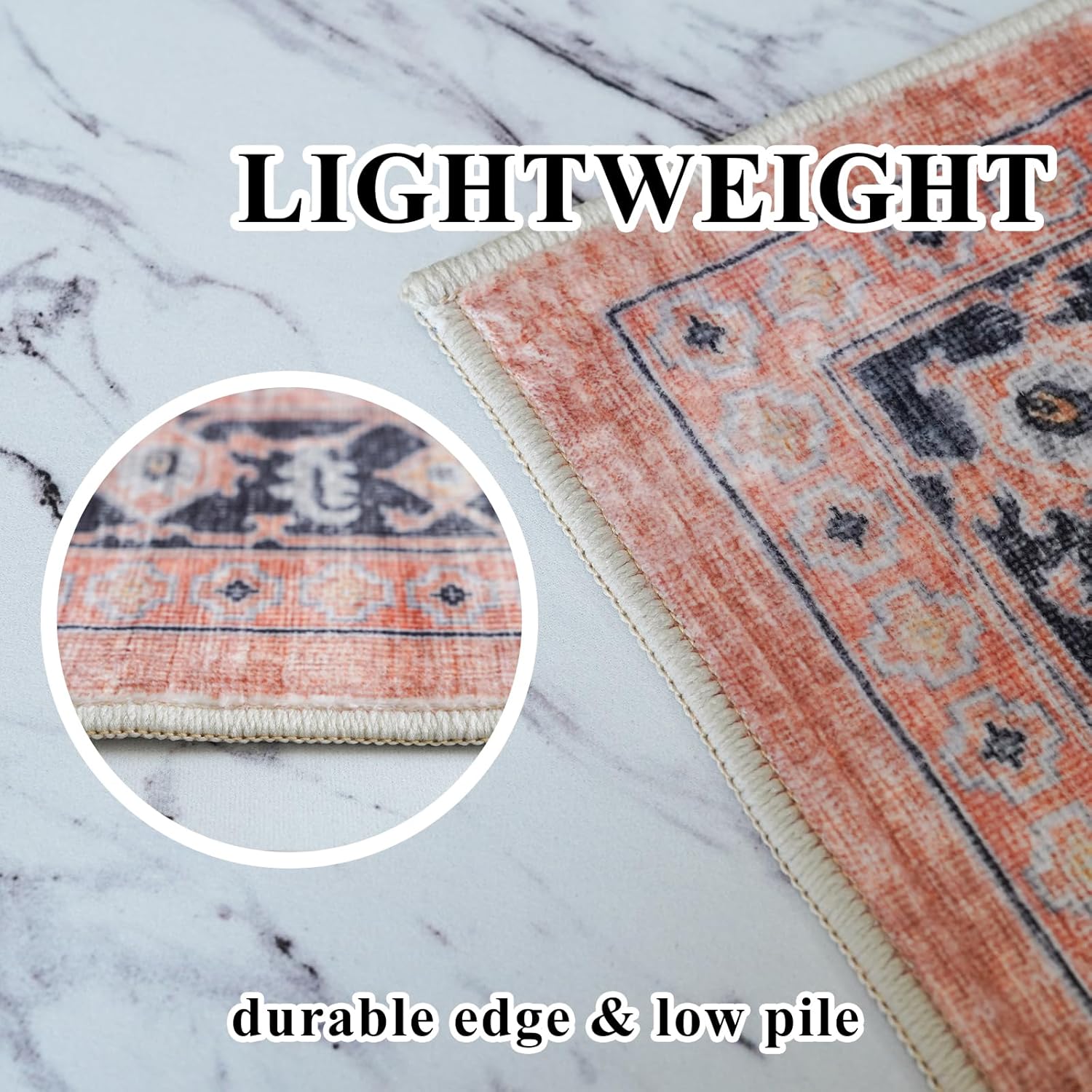 Skiennix Vintage Washable Hallway Runner Rug - Water Resistant, Ultra Soft Indoor Carpet | 2x6, Orange