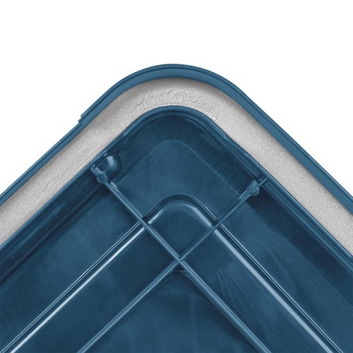 IRIS USA WeatherPro 31 Qt Eco-Friendly Storage Bins with Lids, 4 Pack, BPA-Free Plastic Gasket Box with Tight Latch and Seal, Stackable Nestable Tote Tub - Navy