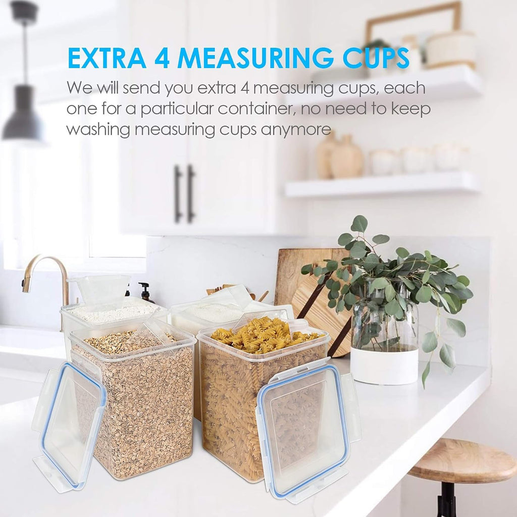 Vtopmart Large Food Storage Containers - 5.2L BPA-Free Plastic Airtight Canisters | 4-Pack with Lids & Labels, Blue