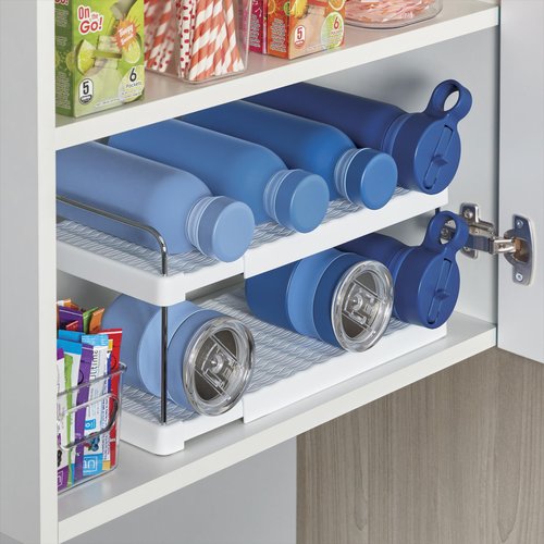 Copco Adjustable Reusable Bottle Organizer - Expandable Storage Solution for Travel Mugs, Thermoses, and Water Bottles, White