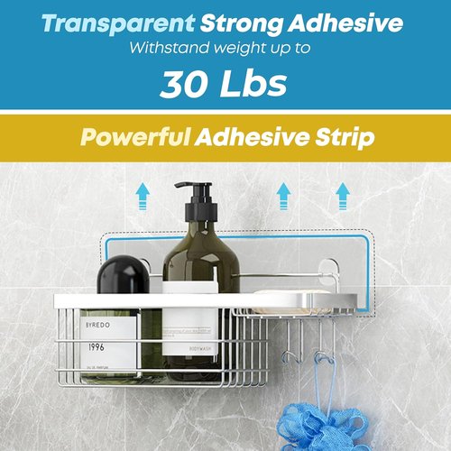 KESOL Shower Caddy - Rustproof SUS304 Stainless Steel Wall-Mounted Organizer | 2 Pack, Silver Finish