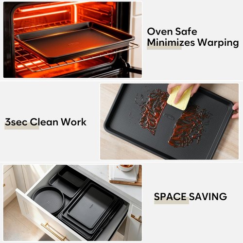 Fire More 10-Piece Nonstick Baking Pan Set - Durable 0.8MM Bakeware with Cookie Sheets, Muffin & Cake Pans