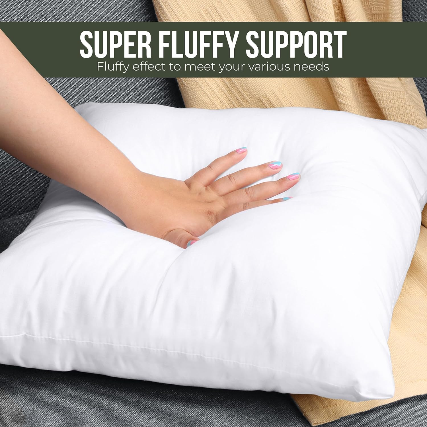 Utopia Bedding Throw Pillow - Fluffy Down Alternative Cushion for Bed & Sofa | 26 x 26 Inches, White