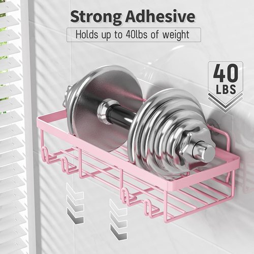 Liuoud Shower Caddy Organizer - 5 Pack Rustproof Stainless Steel Wall Storage Baskets | Pink Decor Set