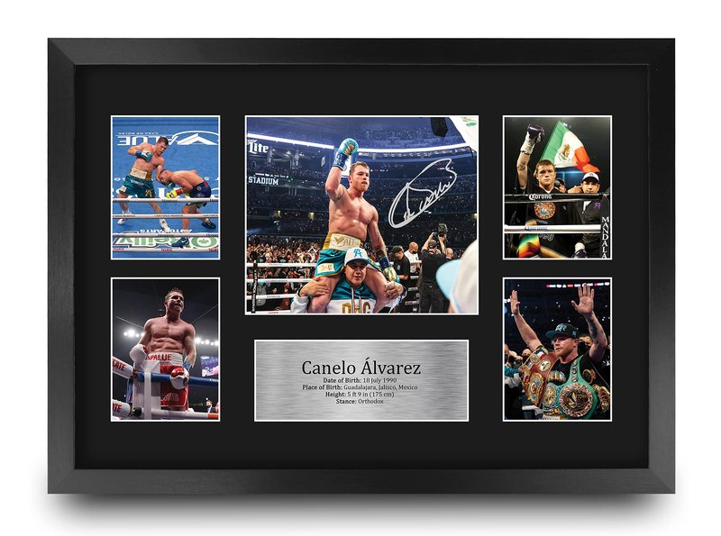 HWC Trading Canelo Alvarez Boxing 16 x 12 inch (A3) Printed Gifts Signed Autograph Picture for Boxer Memorabilia Fans - 16" x 12" Framed