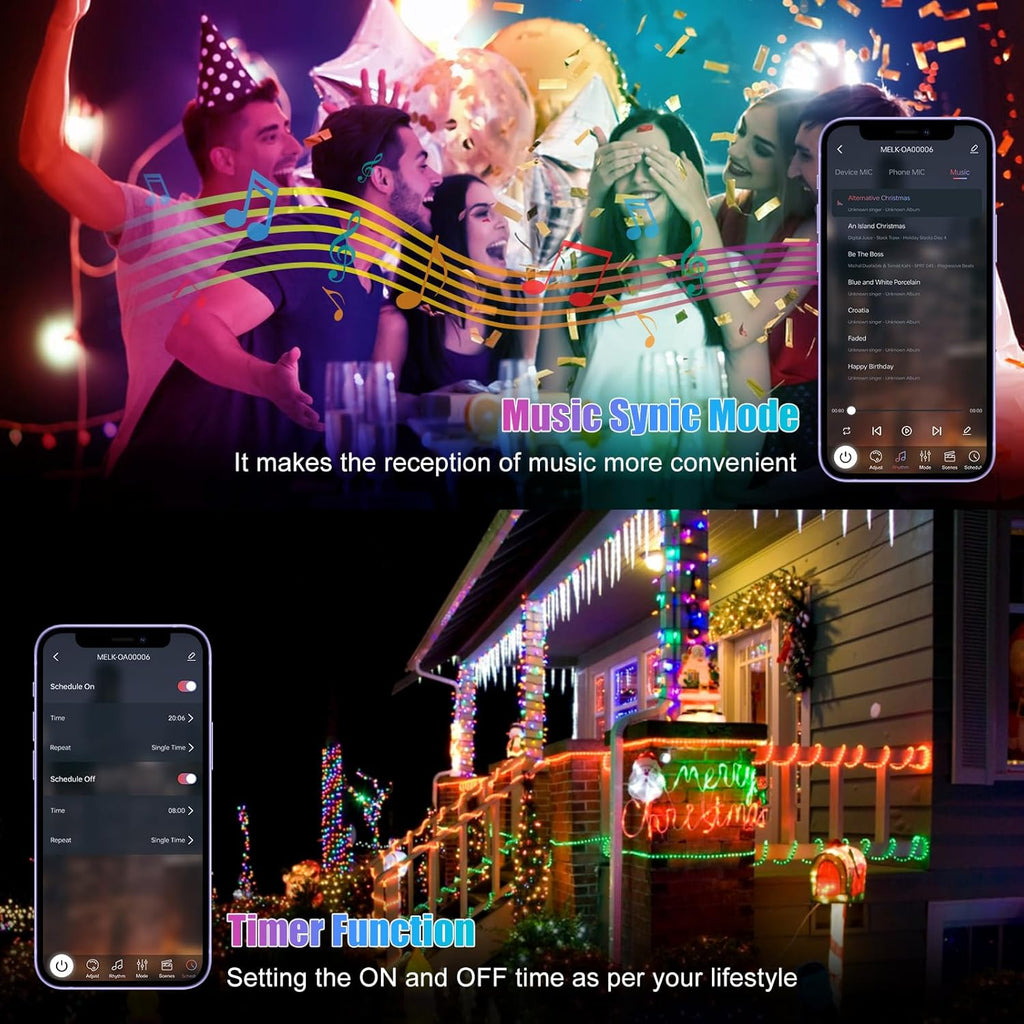 Skiennix RGB Smart IC String Lights - 16FT Indoor Fairy Lights with APP & Remote Control, 50 Multicolor LEDs, USB Powered & IP65 Waterproof for Christmas & Parties