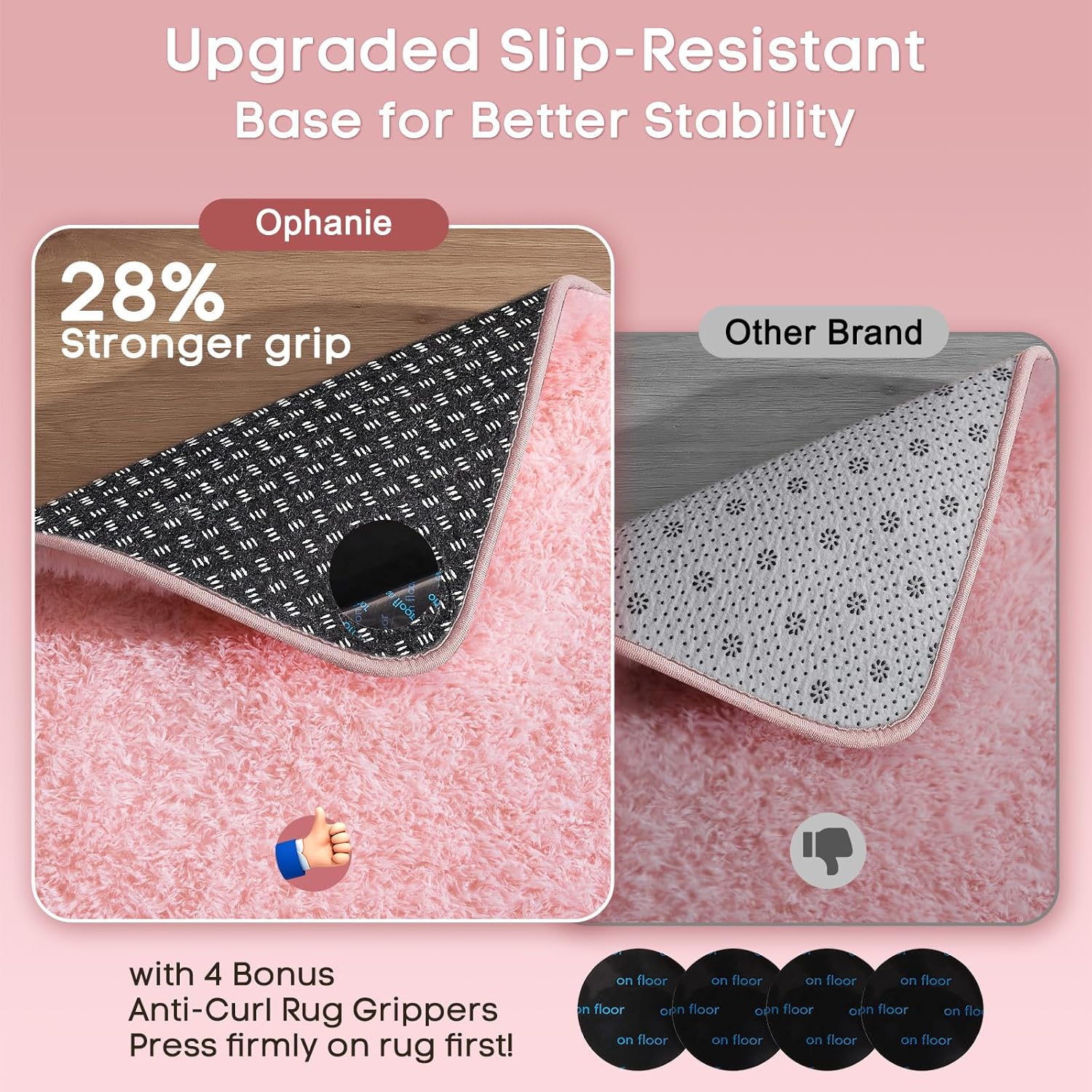 Ophanie Pink Shag Area Rug - Soft, Fluffy, Kawaii Design | 4x6 Carpet for Girls' Bedroom Decor
