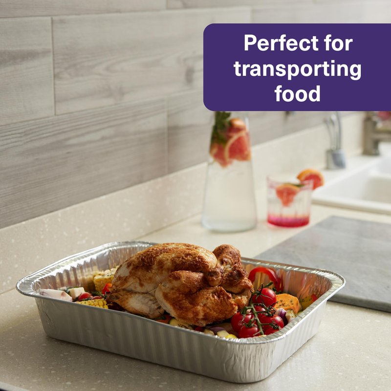 MATANA 25 Pack 10x14 Aluminum Pans, Lasagna Pan Disposable Baking Tin Foil Pan, Half Size Deep Steam Table Pan, Aluminum Tray, Great for Oven Roasting, Chafing, Heating, Serving Food, Parties