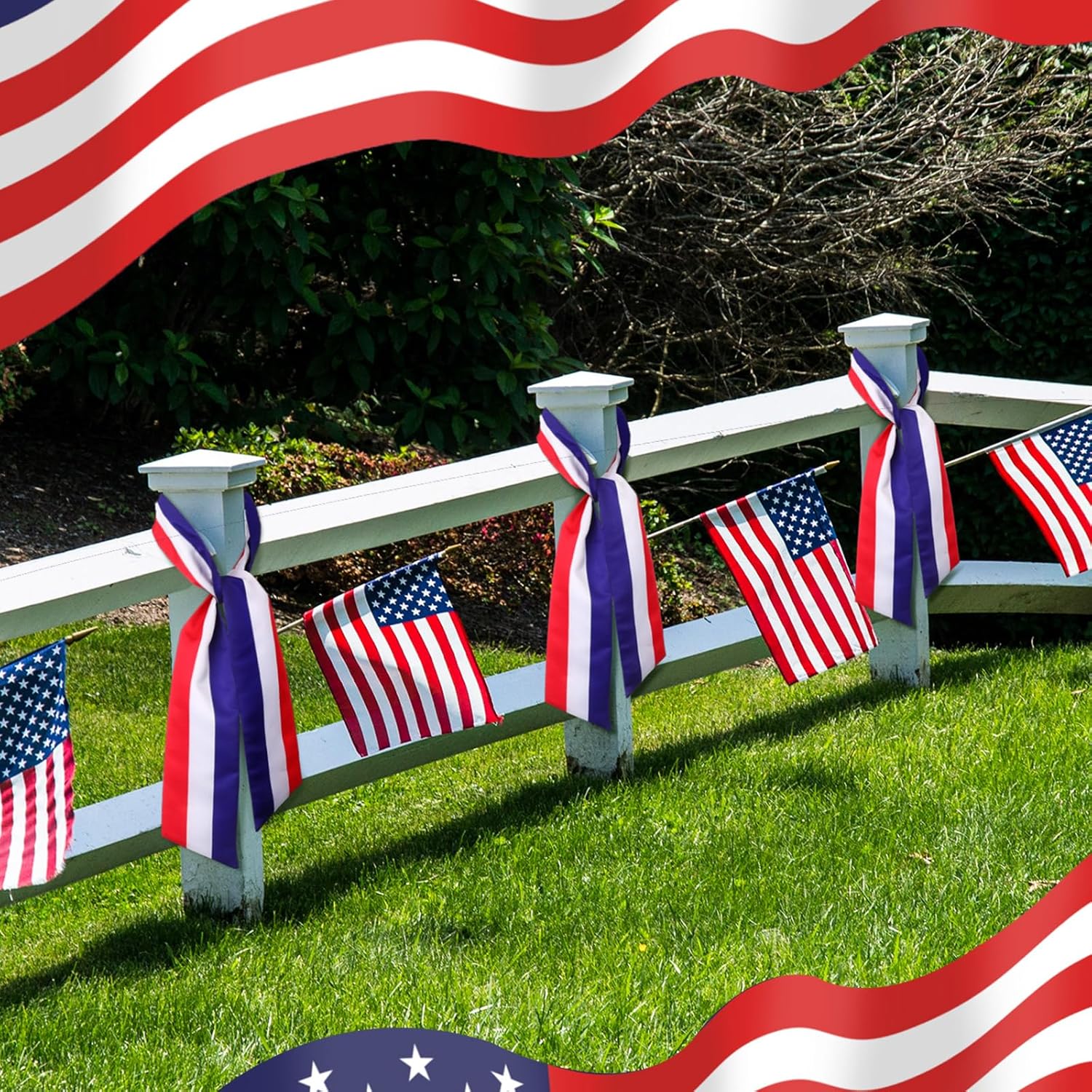 Skiennix Wreath Sash - Satin Blank Sashes for Embroidery | Indoor/Outdoor Home Decor (Red, White, Blue)