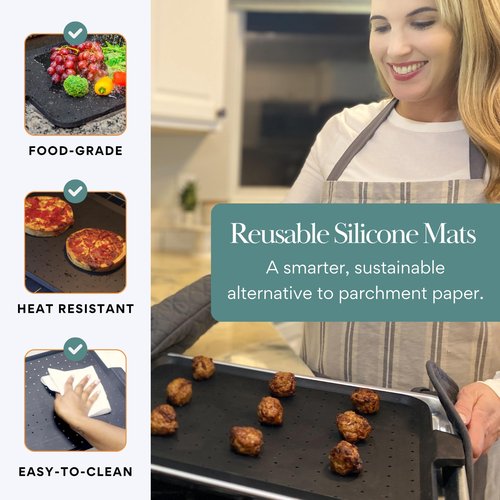 Baking & Splatter Screen for Frying Pan Beckon Ware | USA Brand | 17.5 x 12 Inch, Black, Multi-Use Silicone Baking Rack for Oven, and Stove – Grease Splash Guard, Baking Supplies, Pastry Sheet