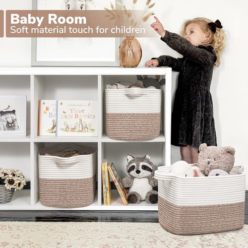 Goodpick Cube Storage Bins - Stylish Woven Baskets for Toys, Clothes & Towels | 13'' x 10'' x 9''