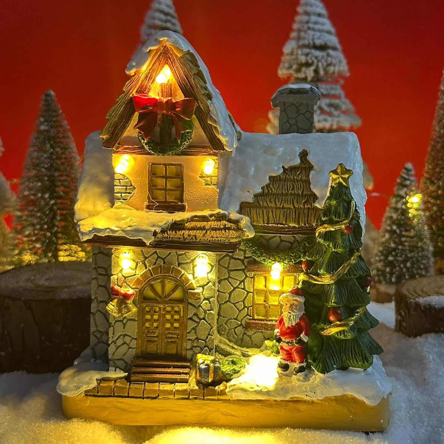 Regine Switzerland Christmas Village Houses - Warm Light Battery Operated Tabletop Decoration | Perfect Xmas Gift