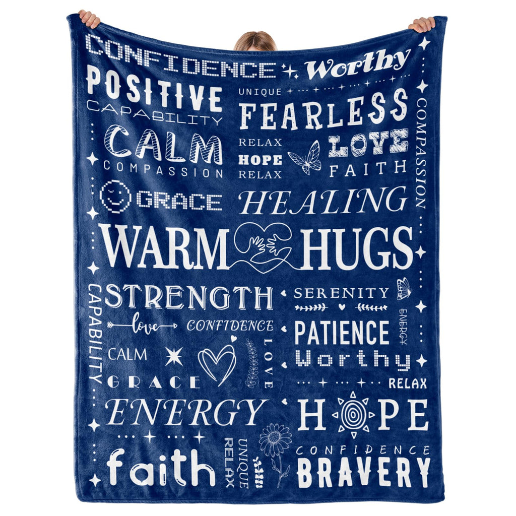 Get Well Gifts Inspirational for Women Men After Surgery, Feel Better After Surgery Gifts, Soft Warm Hug Blanket, Blue Get Well Throw Blanket for Couch
