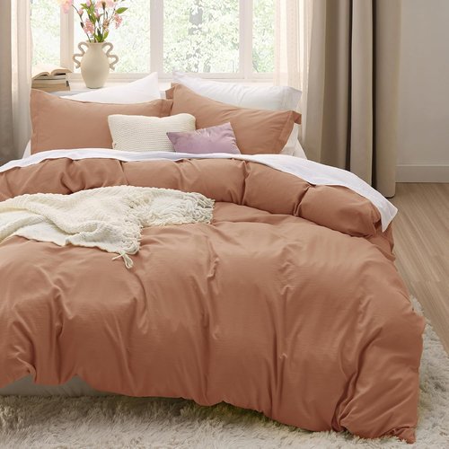 Bedsure Taupe Duvet Cover Set - Extra Soft Cotton-Like Bedding, Full Size 3 Pieces, 80x90 Inches with Zipper Closure