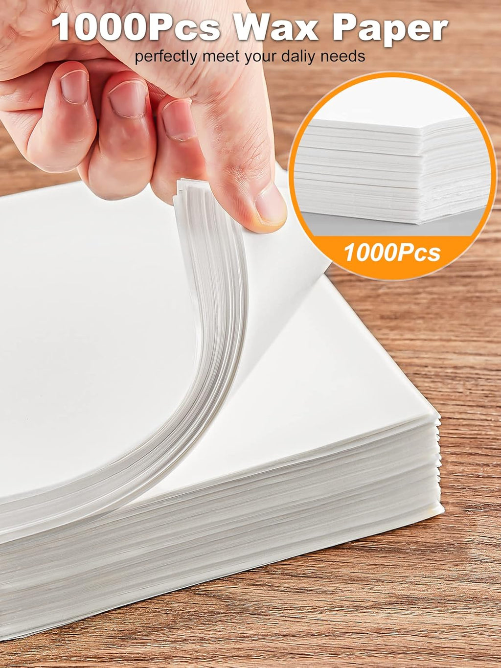 SMARTAKE Non-Stick Wax Paper | 1000 Pcs 6x6 Inch Hamburger Patty & Sandwich Separators - White