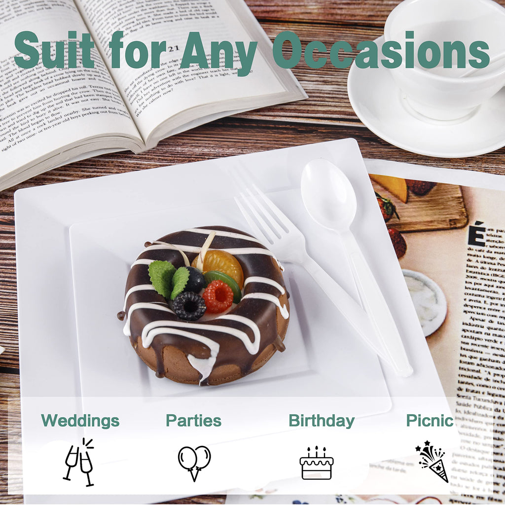 Liacere 360 Pieces White Plastic Forks - Disposable Forks - 6.7inch Heavy Duty Fork - White Plastic Utensils -Perfect for Parties Dinners Restaurants