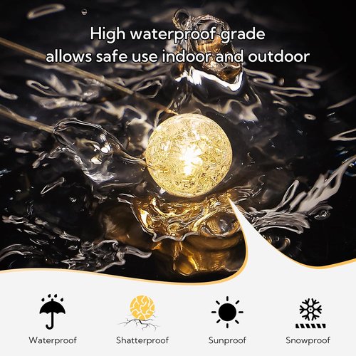 Globe String Lights - 10FT 30 LED Decorative Fairy Lights | 8 Modes Crystal Crackle Balls - Warm White