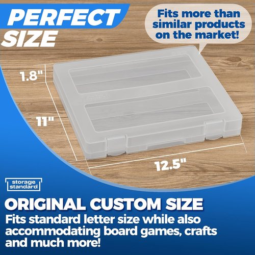 Art & Craft Organizer Storage Case by 4-Pack | Semi-Transparent, Stackable Plastic Container - Custom Fit for 8.5 x 11 Paper