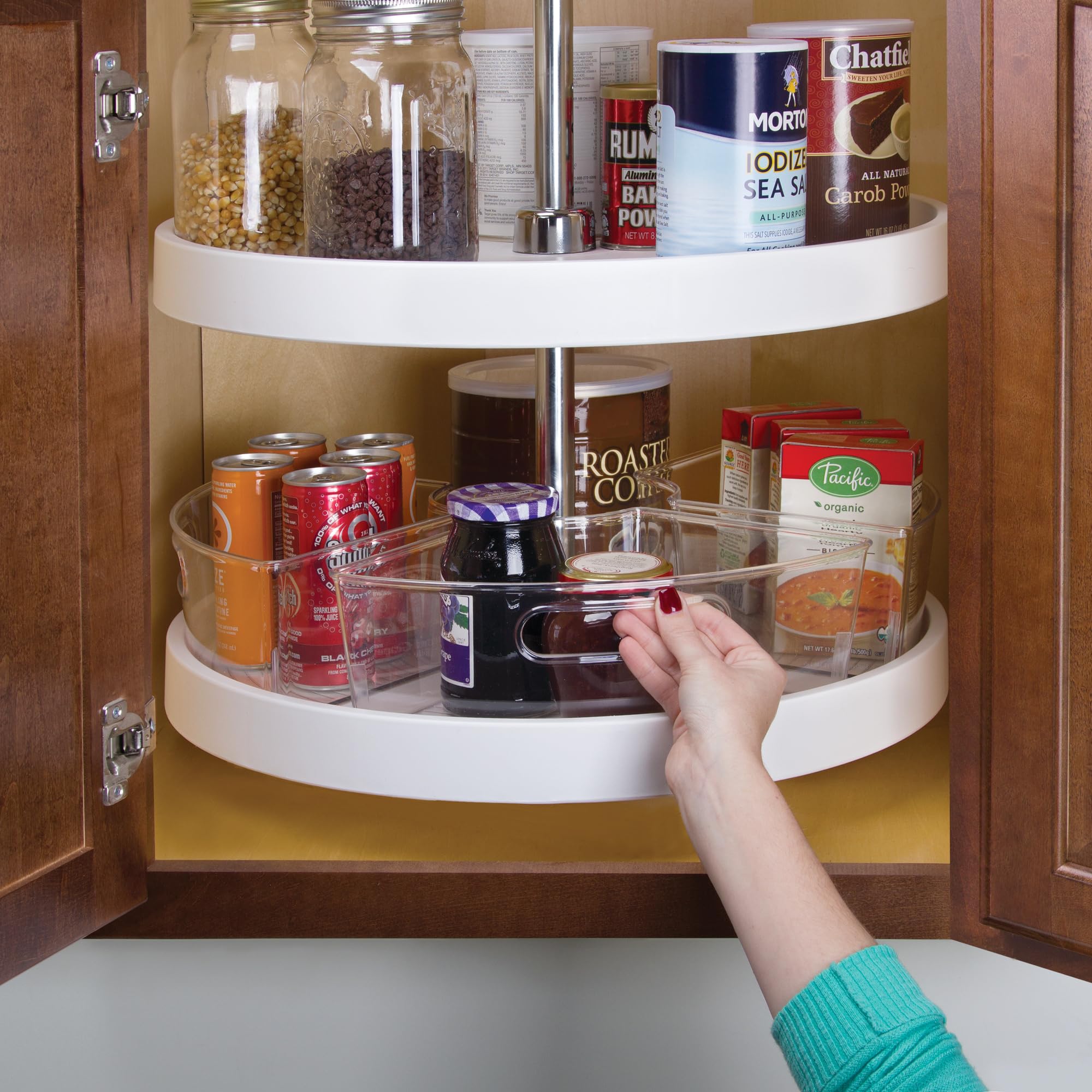 iDesign Plastic Lazy Susan Cabinet Storage Bin, 1/4 Wedge Container for Kitchen, Pantry, Counter, BPA-Free, 12.75" x 7.5" x 4.25", Set of 4, Clear
