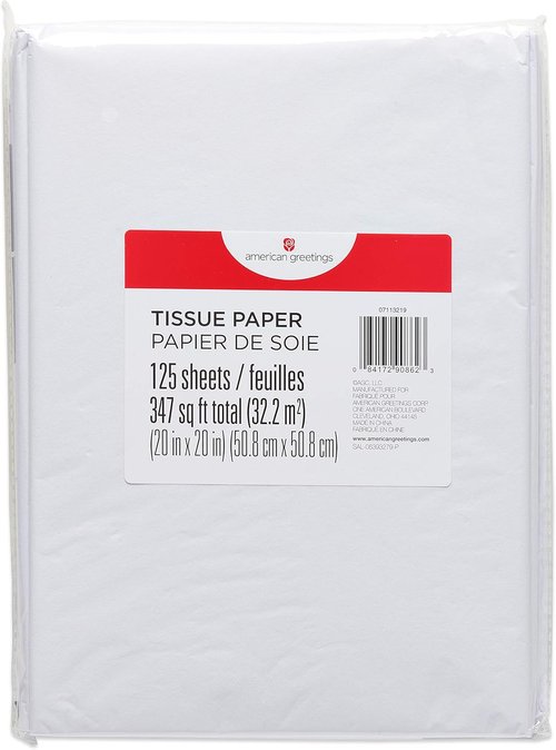 American Greetings White Tissue Paper - 125 Sheets, 20" x 20" | Perfect for Gifts, Crafts & All Occasions