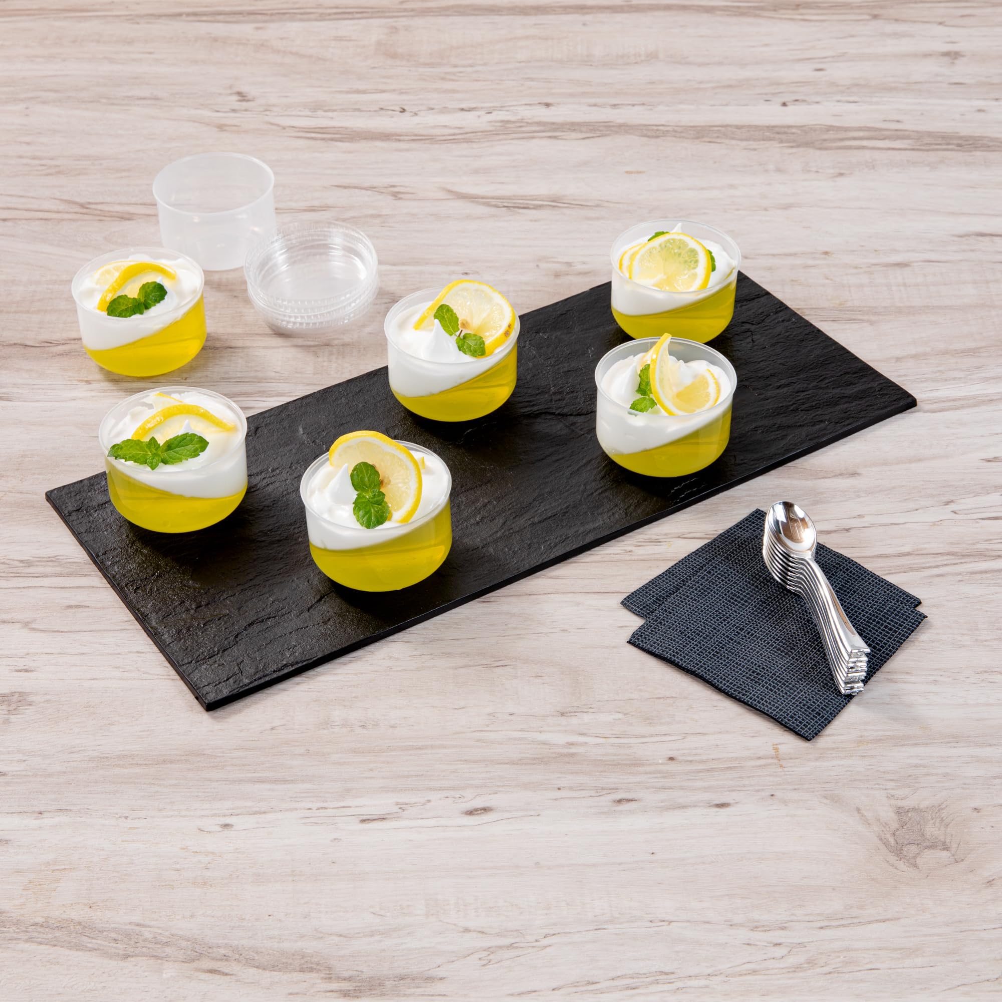 Restaurantware Mini Serve 4.4 Ounce Plastic Dessert Cups, 100 Disposable Round Serving Cups - Lids Sold Separately, Stackable, Clear Plastic Parfait Cup, Durable, For Ice Cream, Gelato, And Sorbet