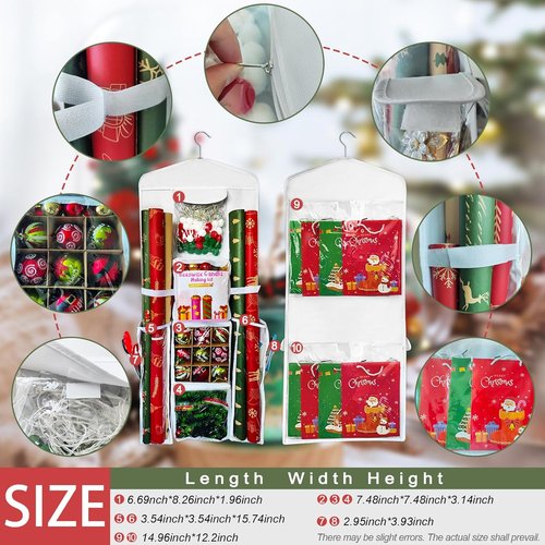 Gift Wrap Organizer - Double-Sided Hanging Storage Bag for Wrapping Paper | Black