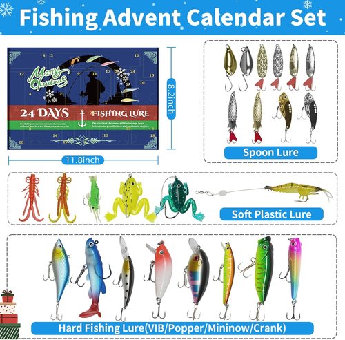 Fishing Advent Calendar 2025 - 24 Days of Fishing Lures | Perfect Christmas Gift for Men & Teens