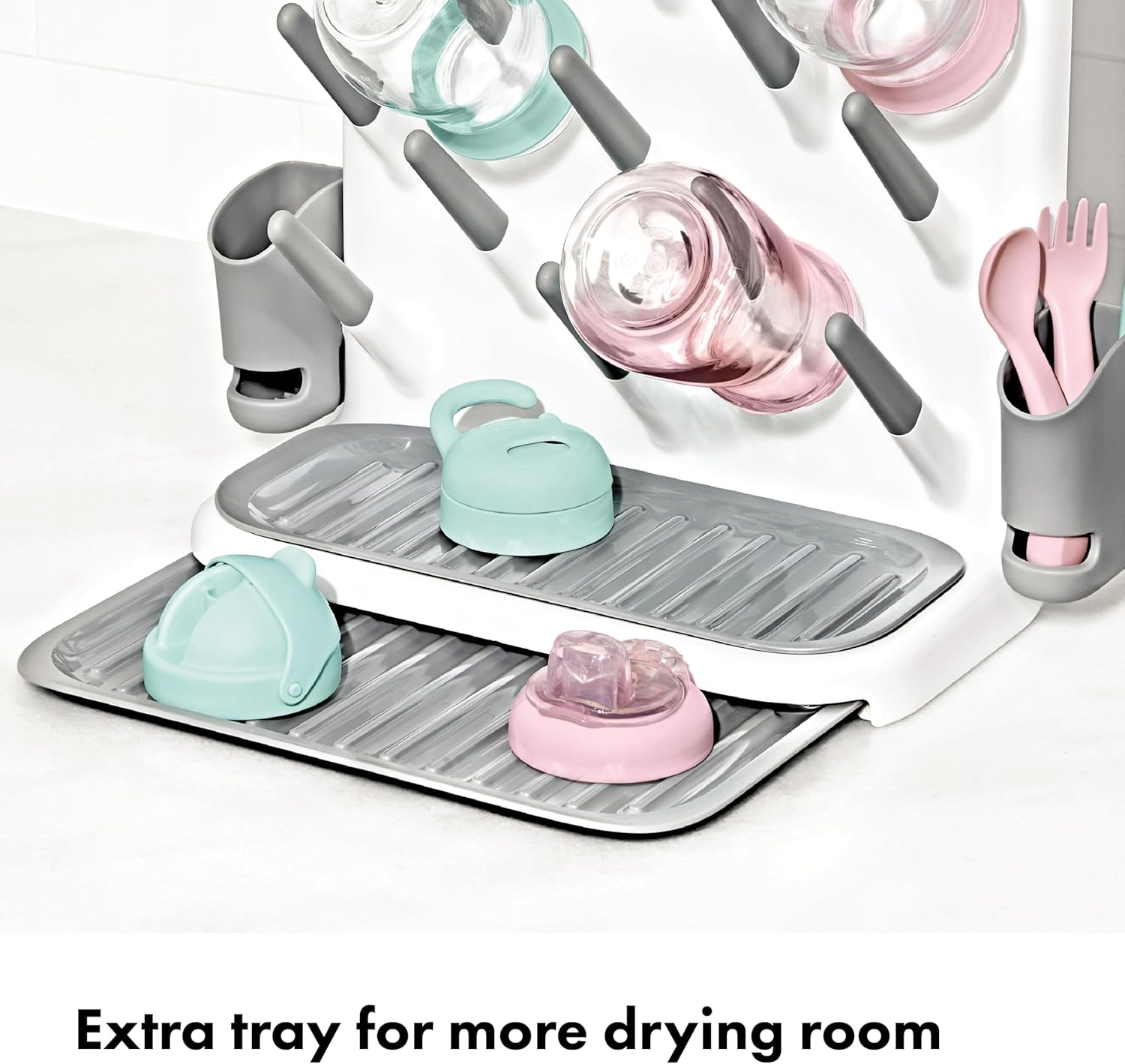 OXO Tot Expandable Drying Rack - Space-Saving Design for Newborn Baby Bottles | Essential Kitchen Organizer