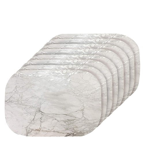 Dainty Home Silver Marble Oval Cork Placemats - Heat Resistant, Non-Slip, Easy Clean for Elegant Dining - 12"x18" Set of 8 - Perfect for Stylish, Modern Homes