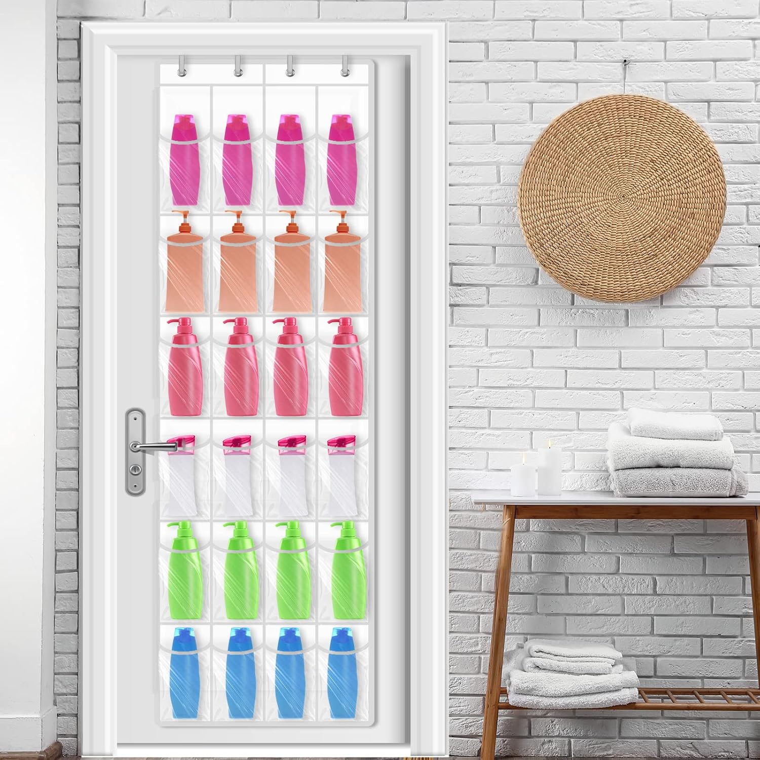 Windyun 24-Pocket Over-The-Door Hanging Organizer - Large Clear Shoe Rack for Closet & Bathroom