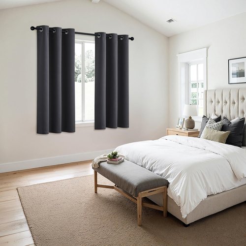 MIULEE Dark Grey Blackout Curtains - Thermal Insulated Room Darkening Drapes, 63 Inches Long, 2 Panels