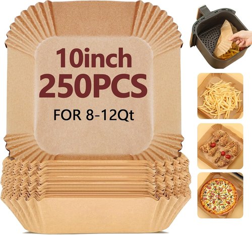 10 Inch Air Fryer Liners by [Brand Name] | 250PCS Heat Resistant Non-Stick Parchment Paper for Baking