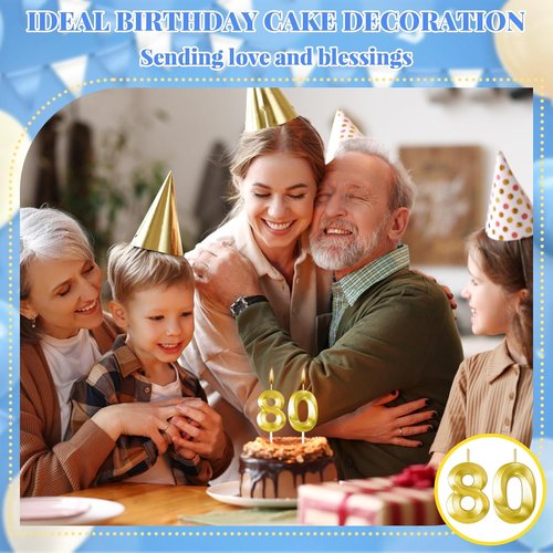 80th Birthday Candles - Elegant Cake Toppers for Him & Her | Perfect Party Decorations