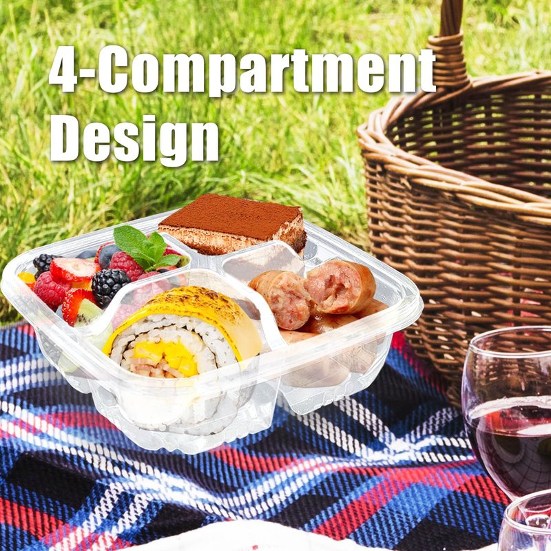 Cmaqpw 30 Pcs Bento Snack Containers,4 Compartment Meal Prep Lunch Containers with Lids,Food Storage Containers for Food Storage School Work Travel