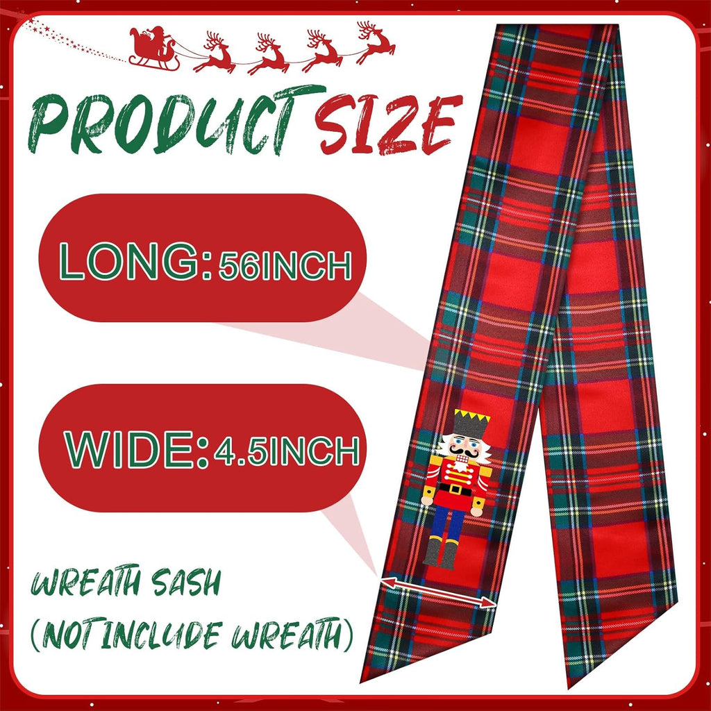 Regine Switzerland Wreath Sash - Customizable Satin Ribbon for Indoor/Outdoor Decor | Red & Black Christmas Design