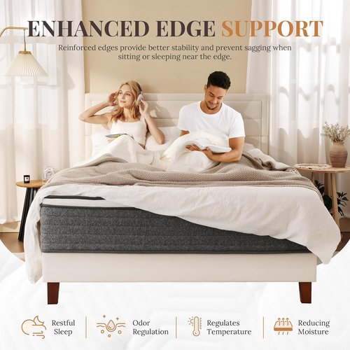 CH Charme House Twin Mattress - 10 Inch Hybrid Foam & Pocket Springs | Medium Feel, Fiberglass-Free, Extra Edge Support