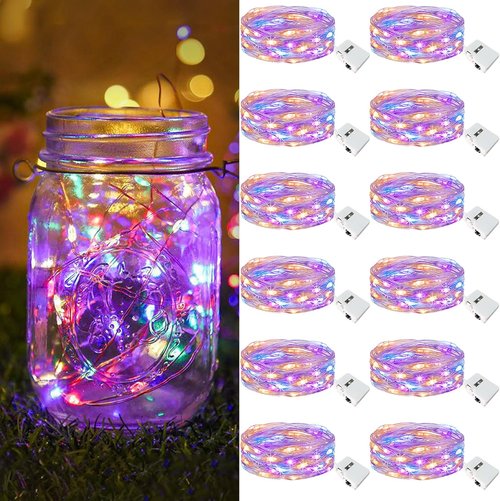 Btfarm 12 Pack Fairy Lights - Battery Operated 20 LED Twinkle String Lights | Waterproof Mini Silver Wire for Weddings & Decor