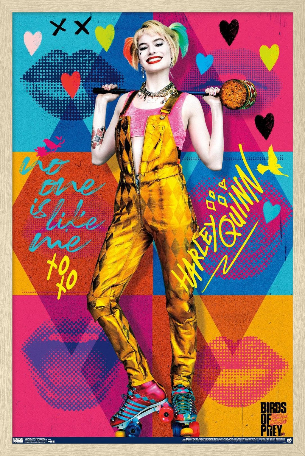 DC Comics Movie Birds of Prey - Harley Quinn - Hammer Wall Poster, 22.4L" x 14.7W", Blonde Framed Version