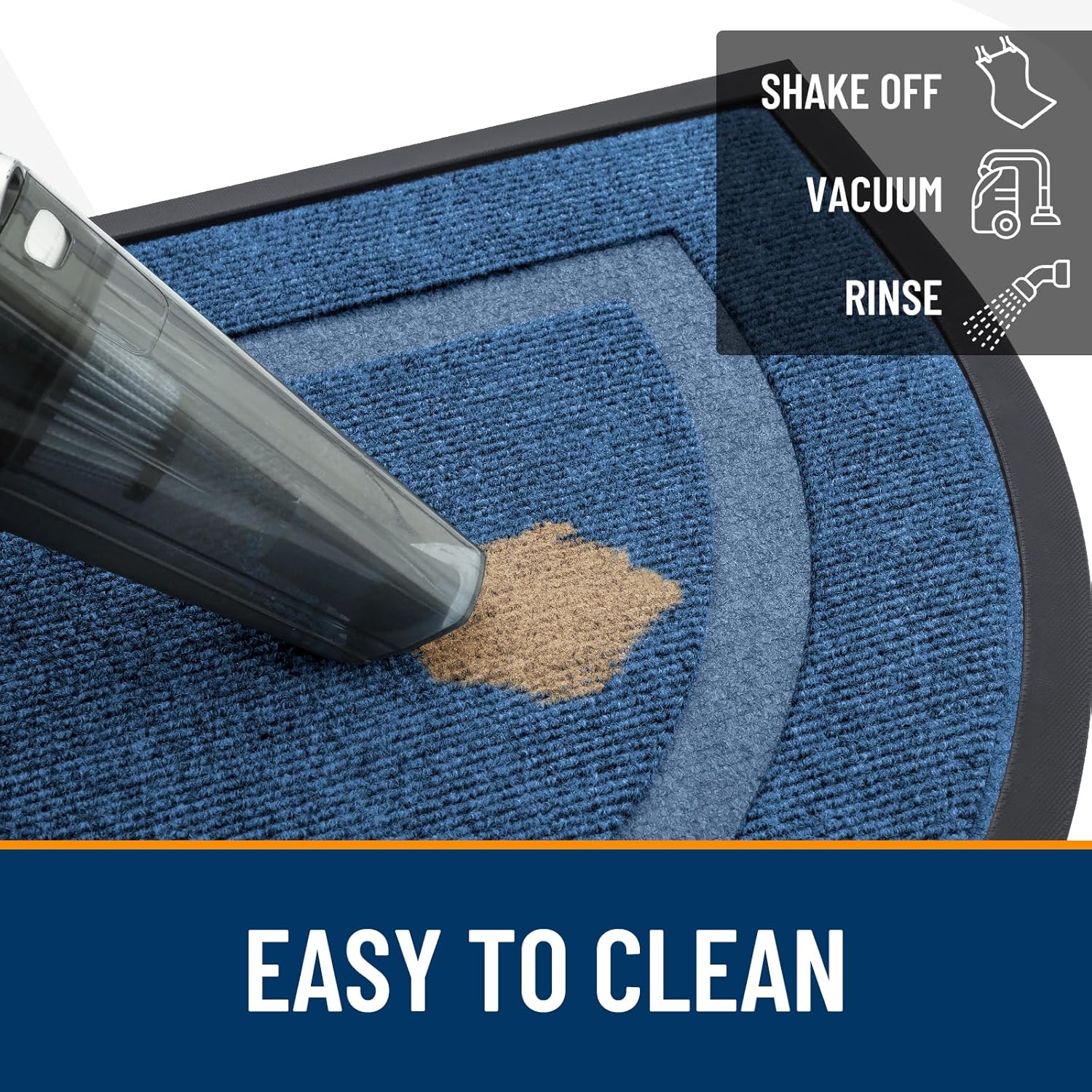 OLANLY Half Circle Door Mat - Waterproof All-Season Doormat for Indoor/Outdoor Use | 29.5x17, Light Blue