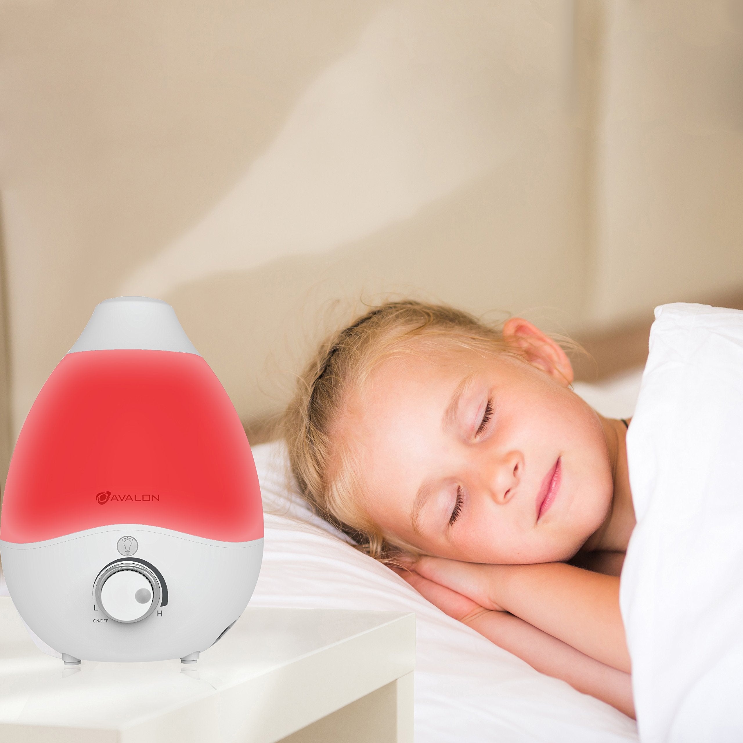 Avalon A4-LEDHUMIDIFIER Premium Cool Mist Humidifier With Aromatherapy Essential Oil Drop Diffuser, With 7 Adjustable LED Lights, Ultrasonic Pure Silent Technology, Filter - ETL Safety Approved For Children