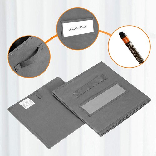 Artsdi 11-Inch Storage Cube Set - Foldable Fabric Bins with 10 Labels & Pen | Gray Closet Organizer