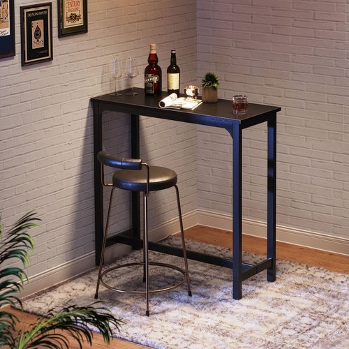 ODK 39 inch Bar Table, Bar Height Pub Table, Counter Height Bar Table, Rectangular High Top Kitchen & Dining Counter Tables with Sturdy Legs & Easy-to-Clean Top, Indoor use, Black