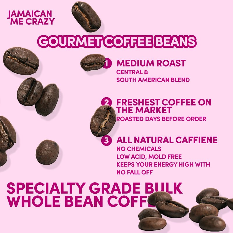 Sarasota Coffee Whole Bean Jamaican Me Crazy | Medium Roast Gourmet Flavored Coffee Beans | Low Acid, Mold Free, Specialty Grade Bulk Beans | 5lb (80 oz)