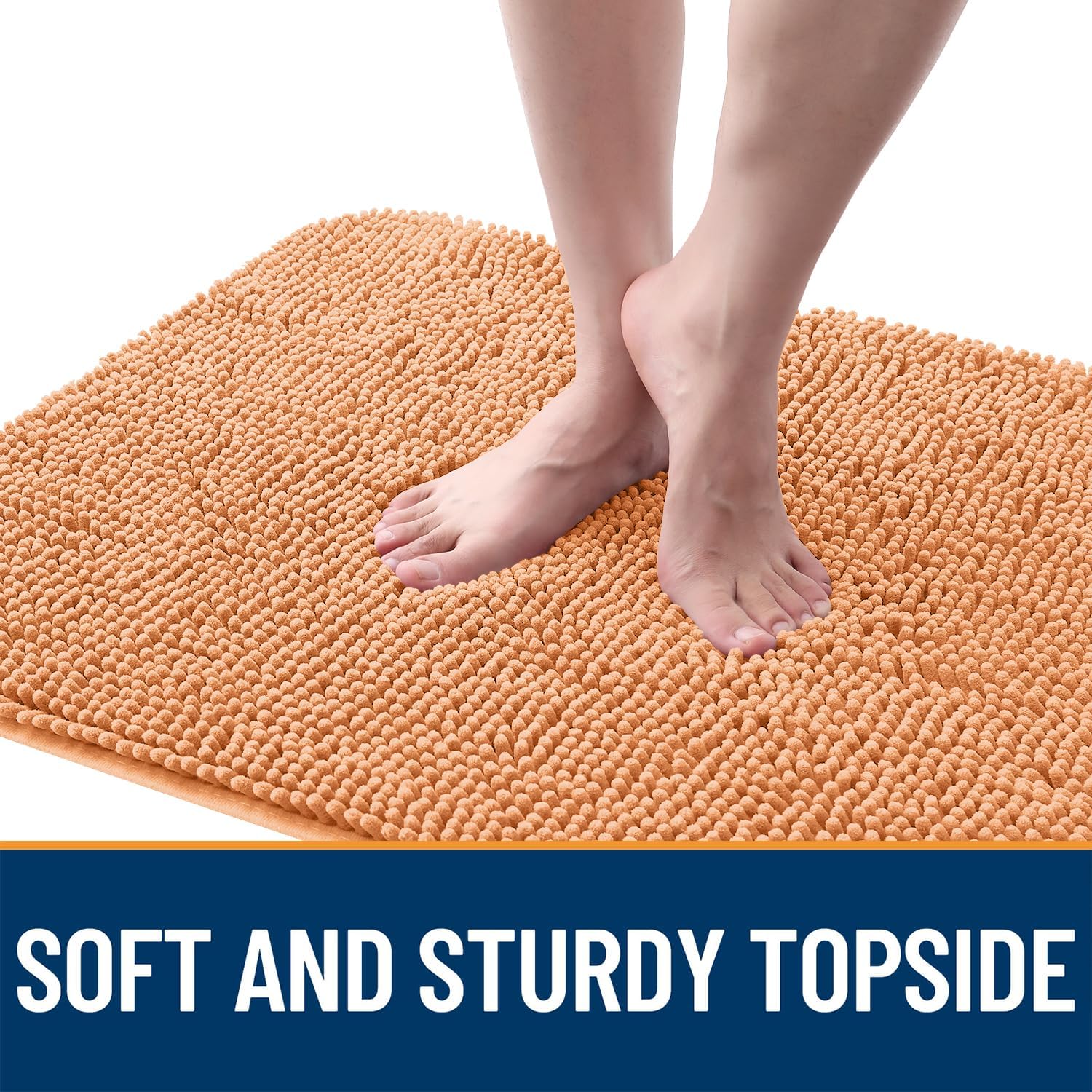OLANLY Dog Door Mat - Absorbent Non-Slip Chenille for Muddy Paws | 47x20 Inches, Quick Dry, Orange