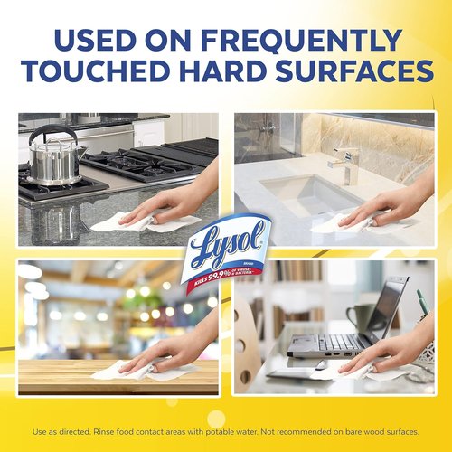 Lysol Disinfectant Wipes - Multi-Surface Antibacterial Cleaning - Lemon & Lime Blossom, 105 Count (3 Packs)