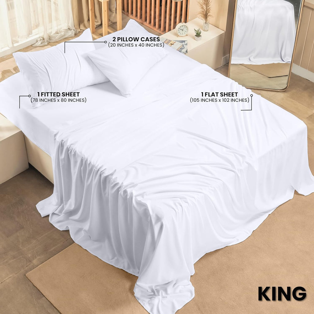 Utopia Bedding King Bed Sheets Set - Soft Brushed Microfiber | Fade & Shrinkage Resistant - White
